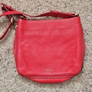 FOSSIL RUBY WINE RED PRESTON SOFT LEATHER CROSSBODY,HAND SHOULDER BAG